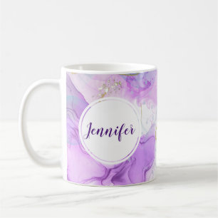 Purple, Green, Pink Flowing Colours Elegant Coffee Mug