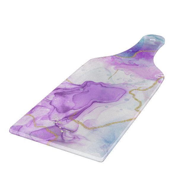 Purple, Green, Pink Flowing Colours Elegant Cutting Board (Corner)