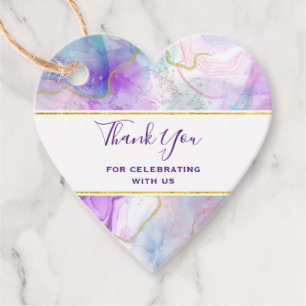 Purple, Green, Pink Flowing Colours Elegant Favour Tags