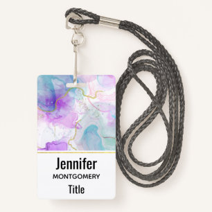 Purple, Green, Pink Flowing Colours Elegant ID Badge