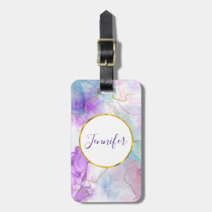 Purple, Green, Pink Flowing Colours Elegant Luggage Tag