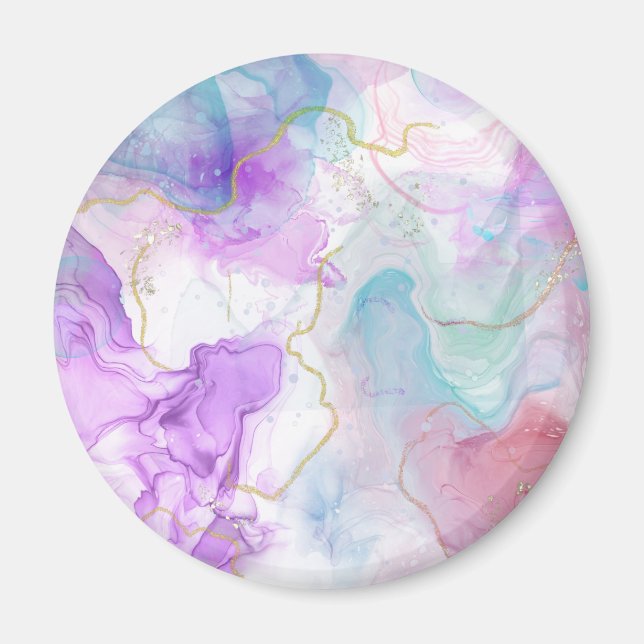 Purple, Green, Pink Flowing Colours Elegant Magnet (Front)