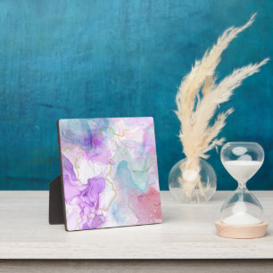 Purple, Green, Pink Flowing Colours Elegant Plaque