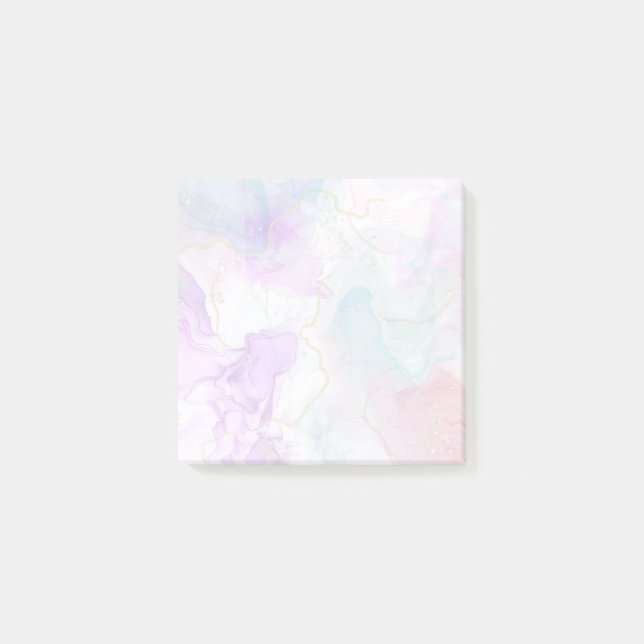 Purple, Green, Pink Flowing Colours Elegant Post-it Notes (Front)