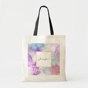 Purple, Green, Pink Flowing Colours Elegant  Tote Bag