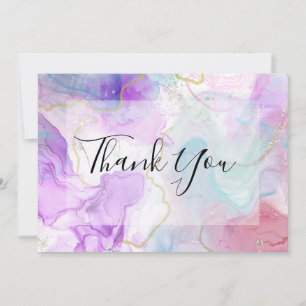 Purple, Green, Pink Flowing Colours Thank You Card