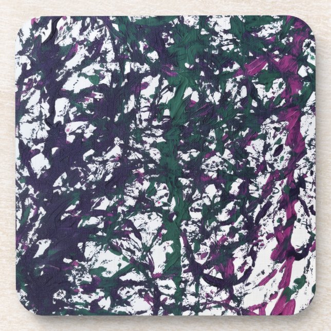 Purple, Green, Pink, Marble Artwork Coaster (Front)