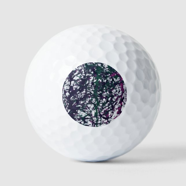 Purple, Green, Pink, Marble Artwork Golf Balls (Front)