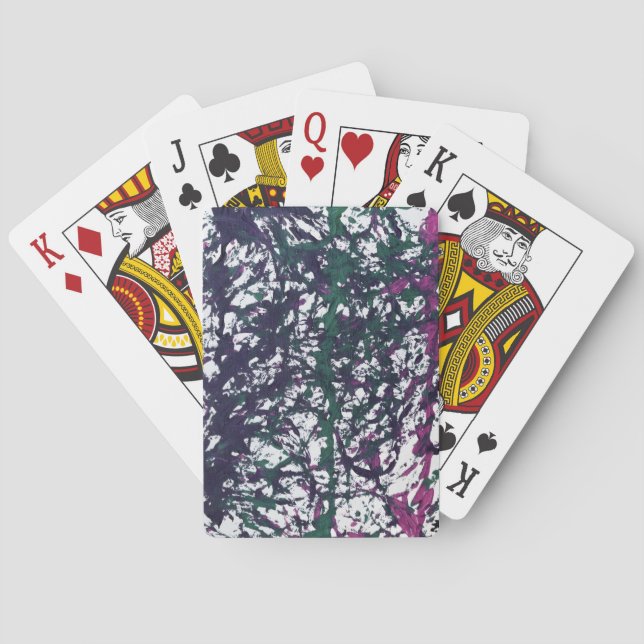 Purple, Green, Pink, Marble Artwork Playing Cards (Back)