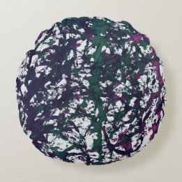 Purple, Green, Pink, Marble artwork Round Cushion