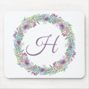 Purple Green Pink  Monogrammed Initial Mouse Mat