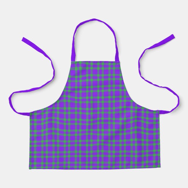 Purple Green Plaid Pattern Apron (Front)