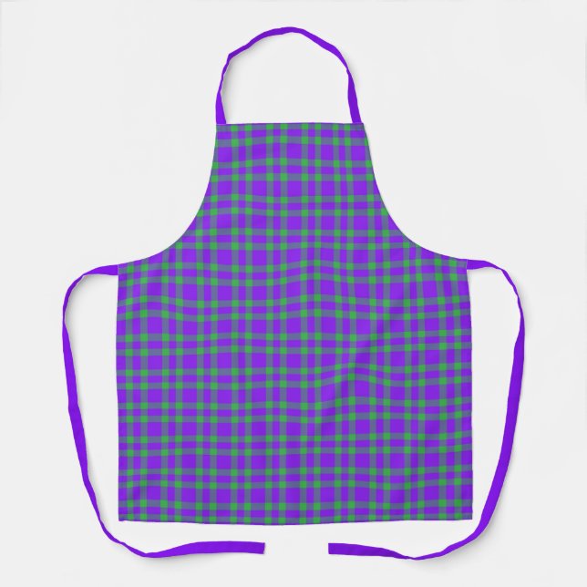 Purple Green Plaid Pattern Apron (Front)