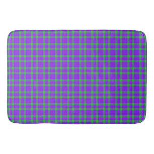 Purple Green Plaid Pattern Bath Mat