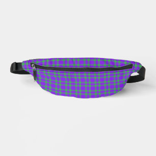 Purple Green Plaid Pattern Bum Bags