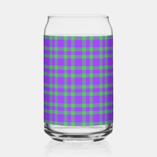 Purple Green Plaid Pattern Can Glass