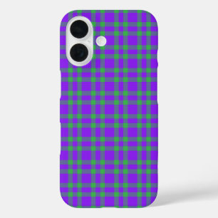 Purple Green Plaid Pattern iPhone 16 Case