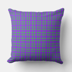 Purple Green Plaid Pattern Cushion