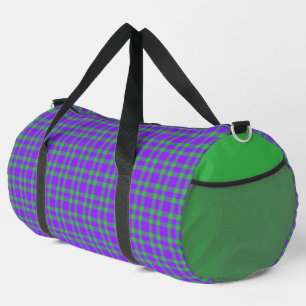 Purple Green Plaid Pattern Large Duffle Bag