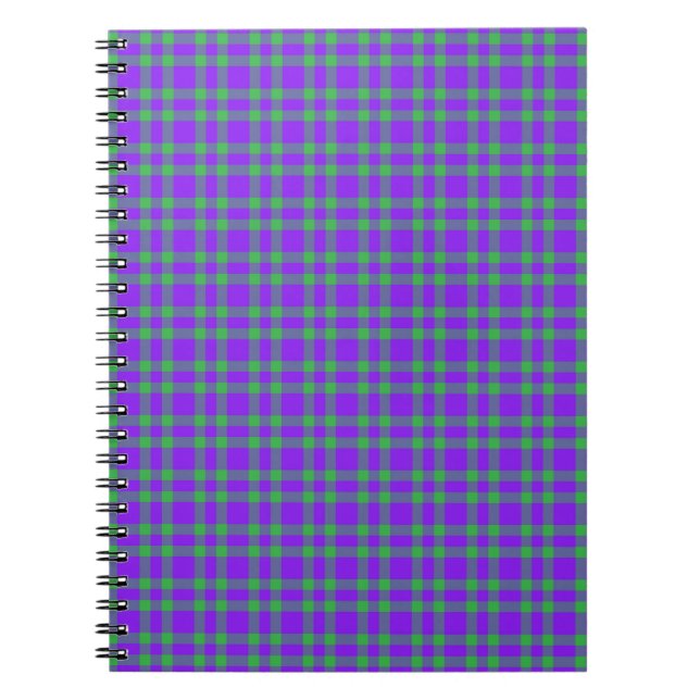 Purple Green Plaid Pattern Notebook (Front)