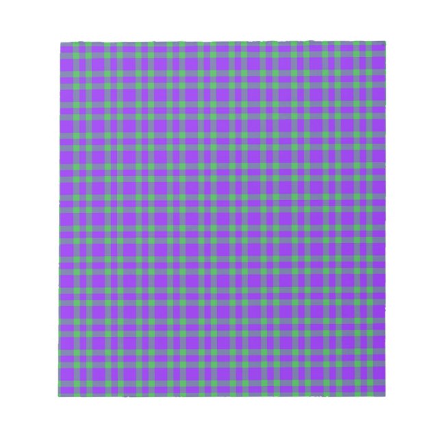 Purple Green Plaid Pattern Notepad (Front)