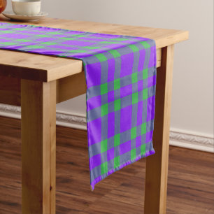 Purple Green Plaid Pattern Short Table Runner