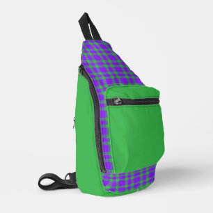 Purple Green Plaid Pattern Sling Bag