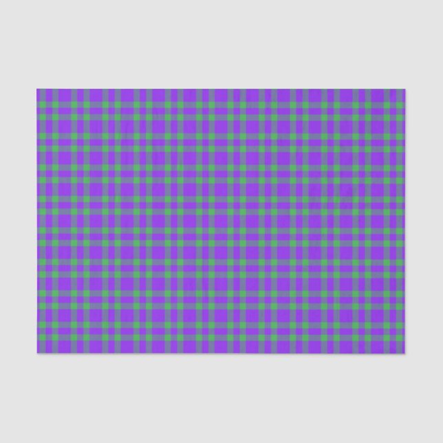 Purple Green Plaid Pattern Tissue Paper (Front)