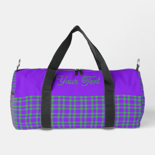 Purple Green Plaid Personalise Pattern Small Duffle Bag