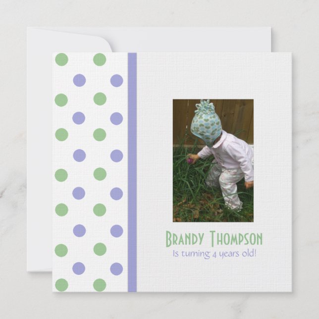 Purple & Green Polka Dot Party Invitation (Front)