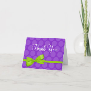 Purple Green Polka Dot Printed Bow Thank You