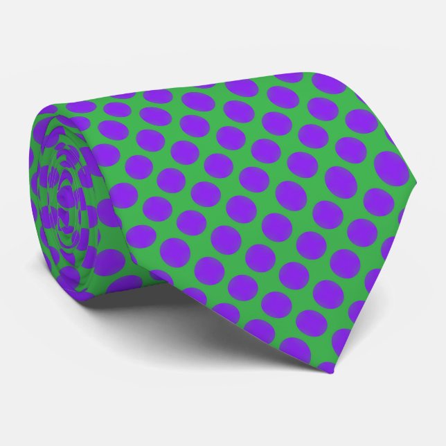 Purple Green Polka Dots Tie (Rolled)