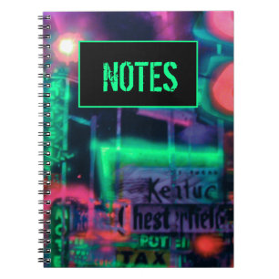 Purple Green Red Abstract Neon Lights Medley Notebook