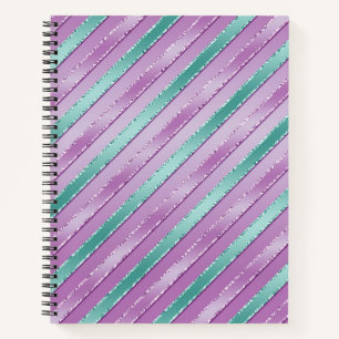 PURPLE & GREEN RIBBON LOOK PATTERNS NOTEBOOK