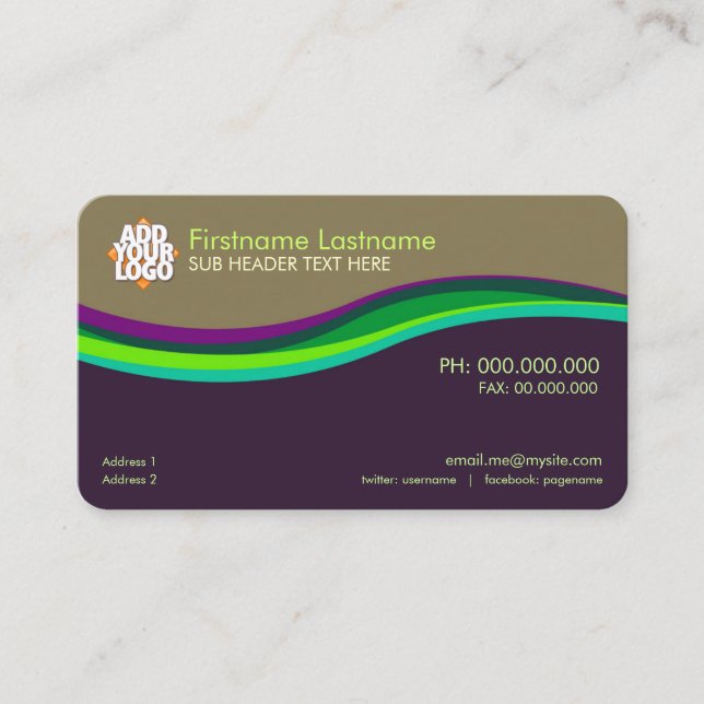Purple Green Ribbons Business Card (Front)