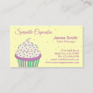 Purple Green Sprinkle Cupcake Bakery Business Card
