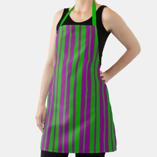 Purple Green Stylish Stripes Pattern Design  Apron