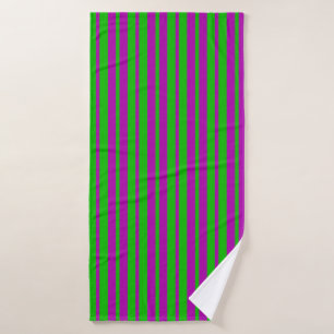 Purple Green Stylish Stripes Pattern Design Bath Towel