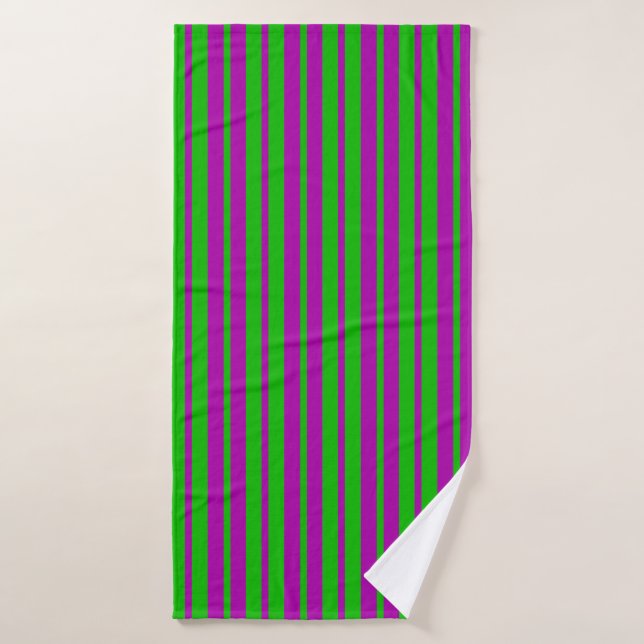 Purple Green Stylish Stripes Pattern Design  Bath Towel (Bath Towel)