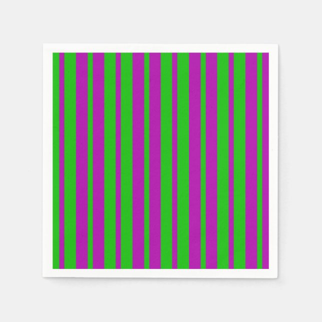Purple Green Stylish Stripes Pattern Design  Napkin (Front)