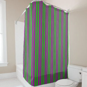 Purple Green Stylish Stripes Pattern Design  Shower Curtain