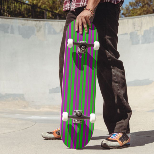 Purple Green Stylish Stripes Pattern Design  Skateboard (Creator Uploaded)