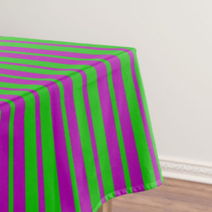 Purple Green Stylish Stripes Pattern Design Tablecloth