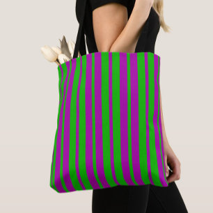 Purple Green Stylish Stripes Pattern Design  Tote Bag