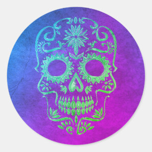 Purple & Green Sugar Skull/Day of the Dead Sticker