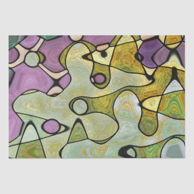 Purple green tissue colours circles abstract swirl paper (Front)