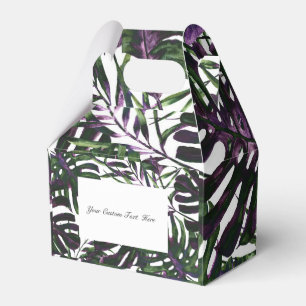 Purple Green Tropical Palm Leaves Island Wedding  Favour Box