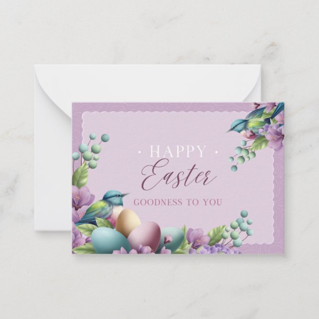 Purple Green Vintage Floral Easter Card (Front)