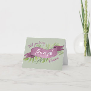 Purple & Green Watercolor Flower Girl Proposal Invitation