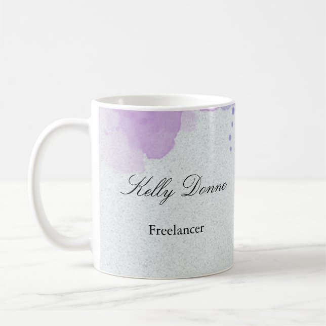 Purple green watercolor leaves coffee mug (Left)